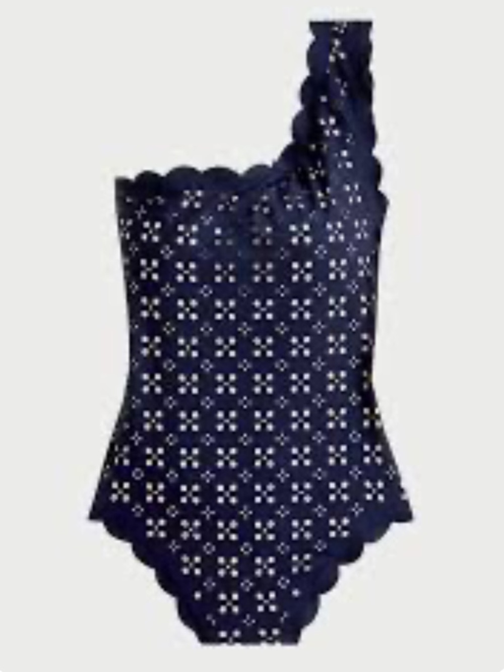 J. Crew Black Scalloped One-Shoulder Swimsuit with Nude Lining